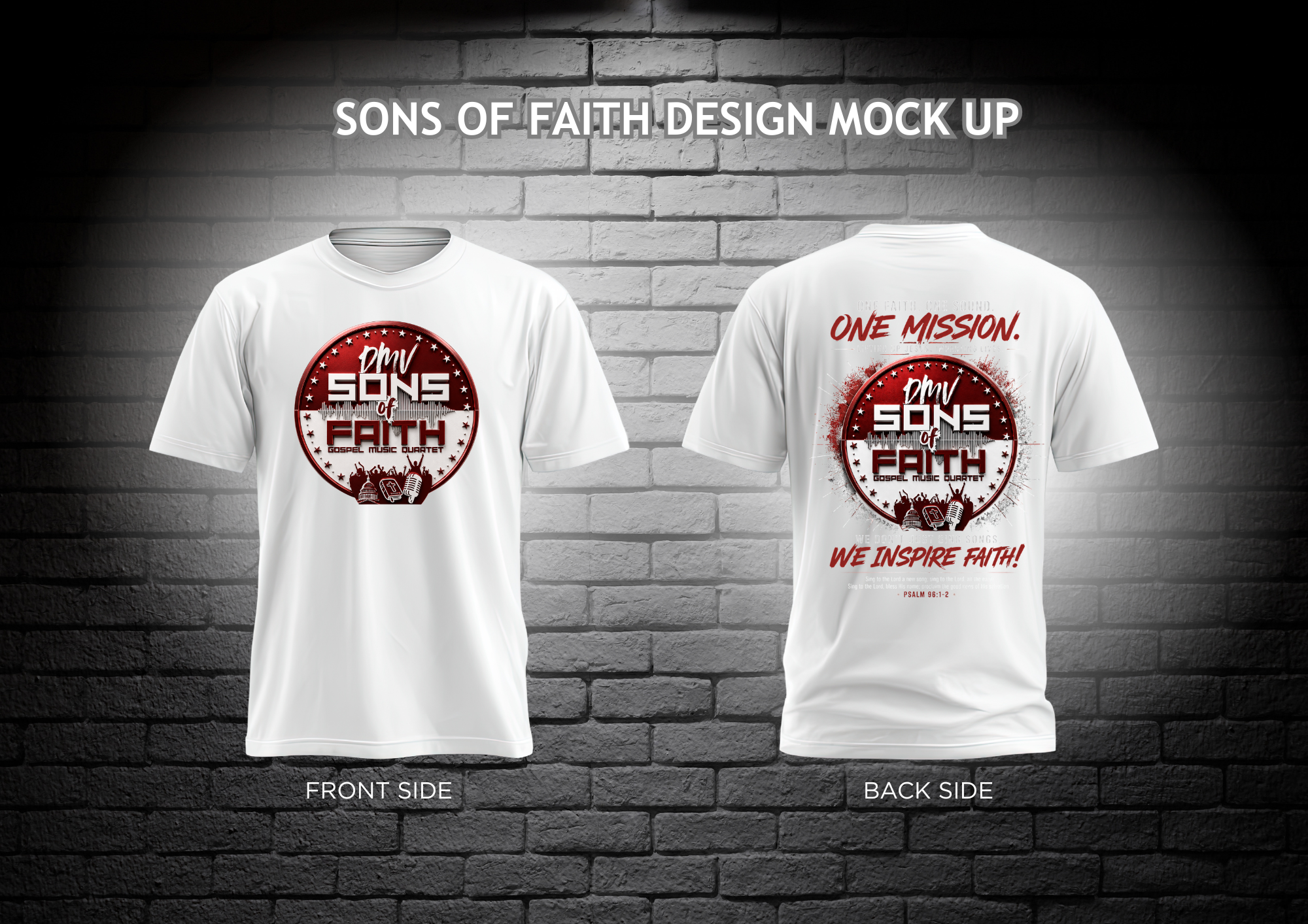 One Mission Tee — White front and back mockup